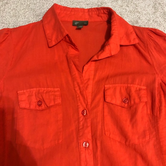 Anthropologie red orange button down shirt - Picture 2 of 5